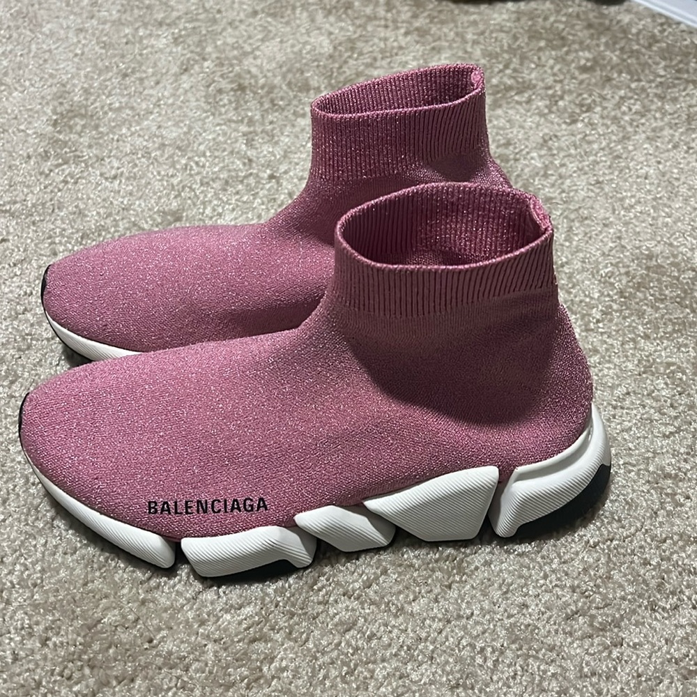 Balenciaga speed 2 glitter pink sneakers